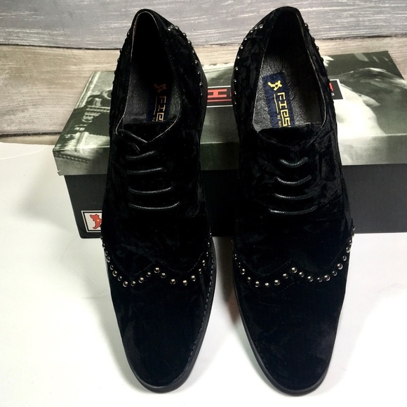 FIESSO by Aurelio Garcia black velvet stud oxfords main image 11